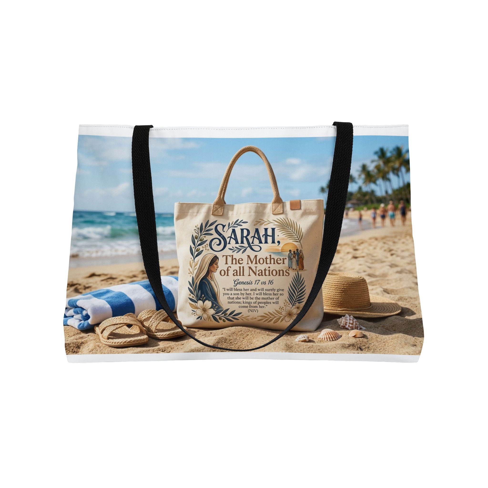 Personalized Beach Tote — Custom 'Sarah The Mother of All Nations' Weekender Bag
