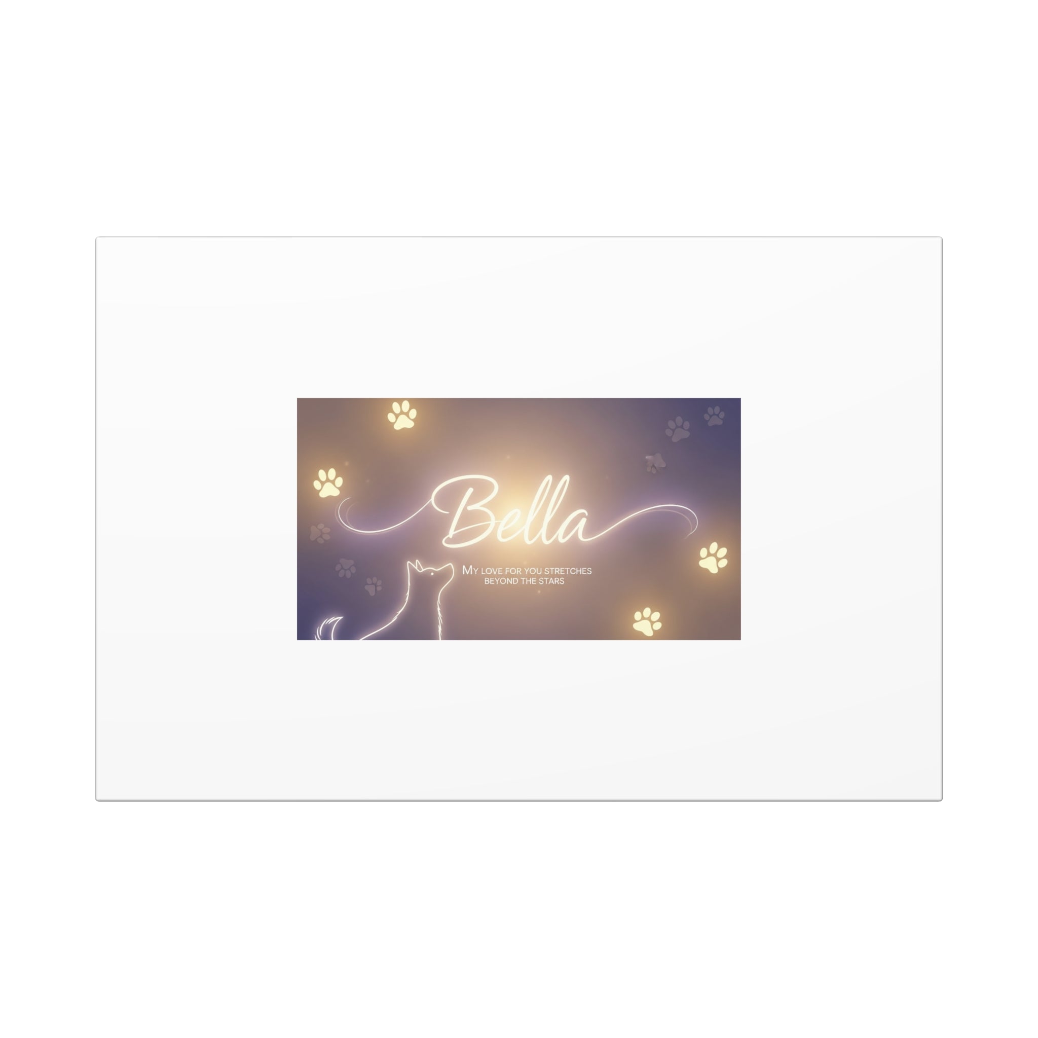 Personalized 'Bella' Cat Canvas Wall Art - Paw Print Nightlight Glow