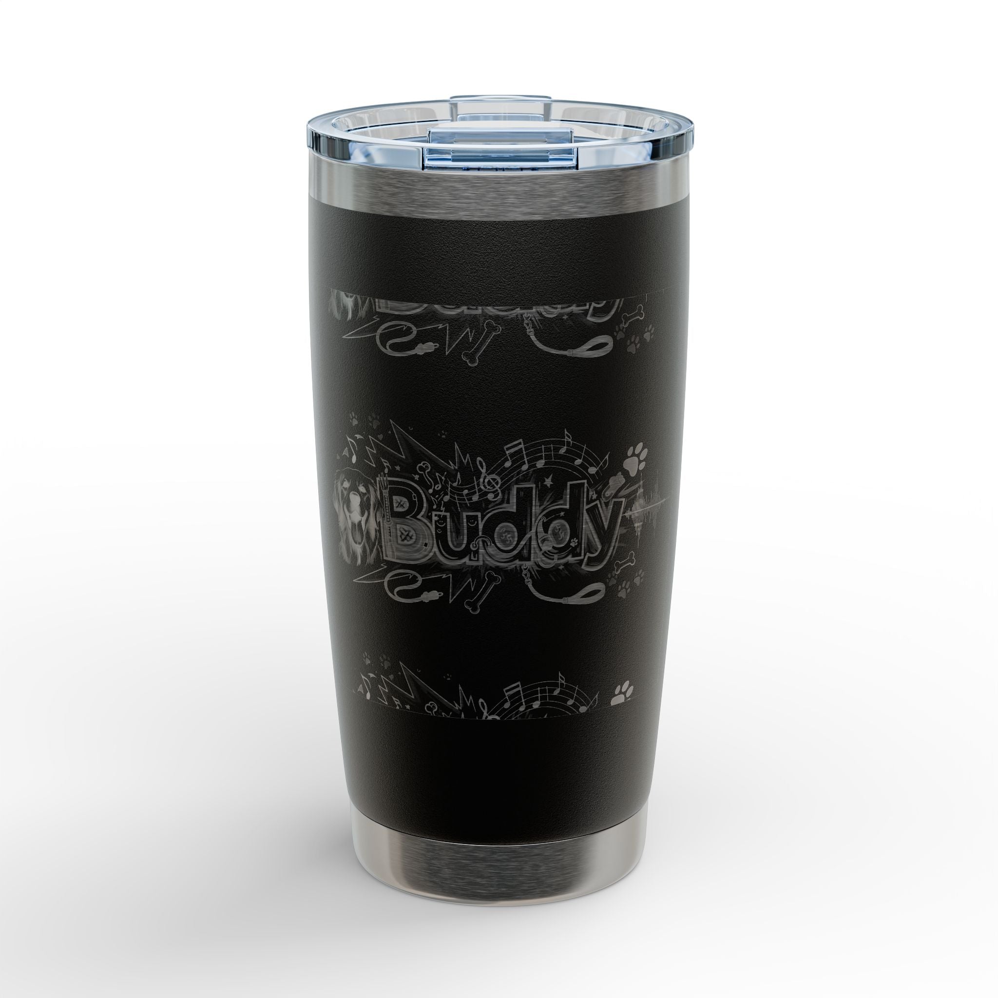 Engraved 20oz Stainless Steel Tumbler — Riva Black Marble Design